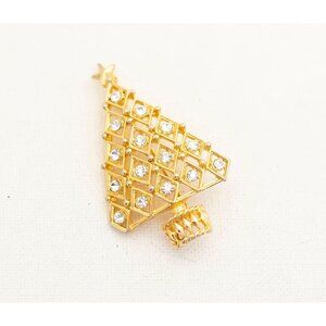 Vintage Golden Art Deco Christmas Tree Brooch - A4
